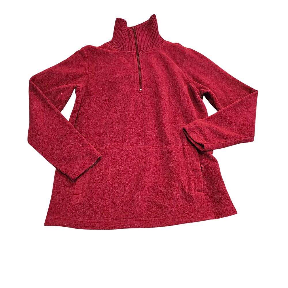 Blair Burgundy Fleece Pullover Women’s Small Mock Neck Quarter Zip